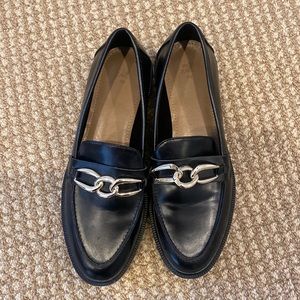 H&M black horsebit loafers.